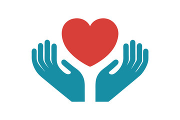 heart and hands icon vector illustration , heart in hand logo, doctor logo vector illustration , logo design 