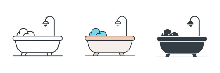 Bathtub icon symbol vector illustration isolated on white background