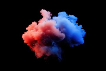 Red and blue smoke effects displayed against a dark black background