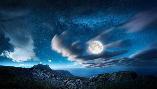 clouds inside the quate night time and moonlight