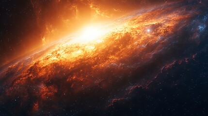 Fototapeta premium Fiery Cosmic Nebula: An Intense, Dramatic Space Art