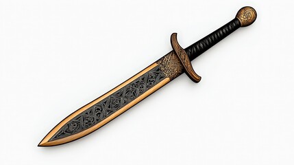Ornate Vintage Sword with Intricate Designs and Classic Gold and Black Handle