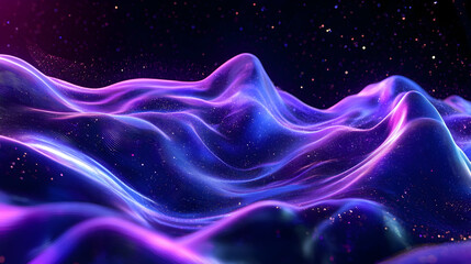 A 3D neon aurora in periwinkle and cosmic black, flowing and ethereal