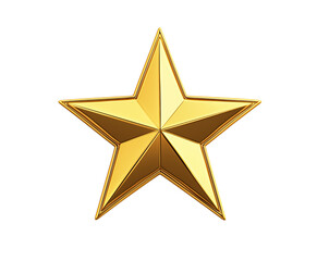 Gold star design, perfect for awards or recognition, isolated on a PNG transparent background.
