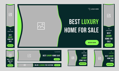 Best luxury home sale real estate services web set banner design, daily home buy and sale web bundle banner design for social media post, fully customizable vector eps 10 file format