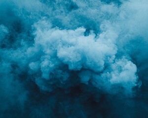 Blue smoke plume, outdoor, dark background, abstract art