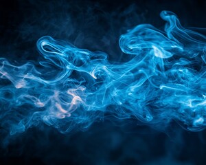 Fototapeta premium Abstract blue smoke swirls on black background; design element (2)