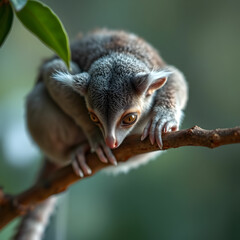 Obraz premium A Grey Loris lydekkerinids Head-on blank background