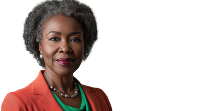 Confident senior businesswoman smiling on transparent background - Powered by Adobe