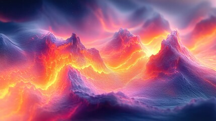 Abstract 3D landscape visualization featuring layered,