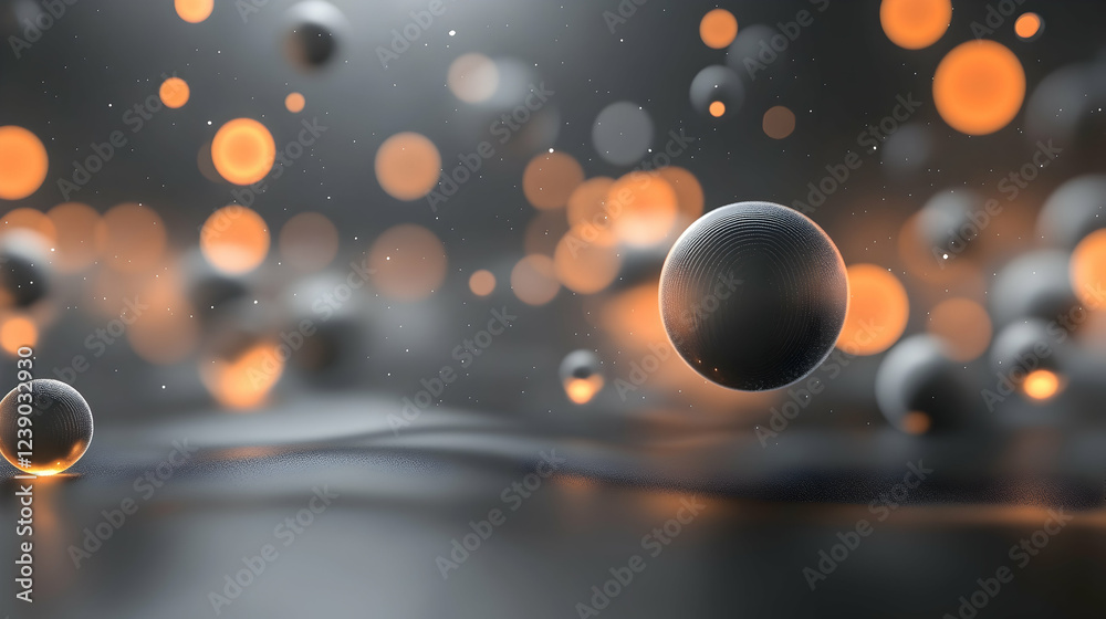 Wall mural a dreamy 3d abstract composition with a dark gray background, illuminated by a soft light gradient a