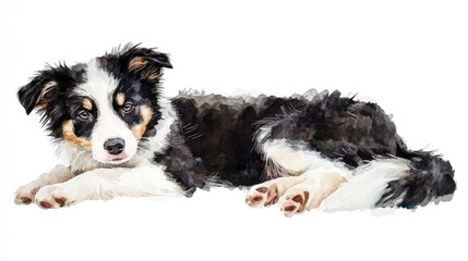 Fototapeta premium Cute Collie Puppy Laying Down