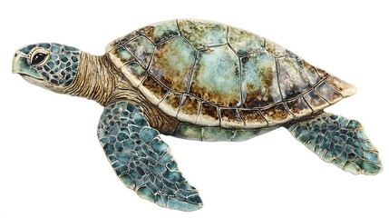 Fototapeta premium Ceramic Sea Turtle Figurine Detailed Shell Design