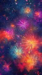 Fototapeta premium Vibrant Colorful Fireworks Display in Night Sky