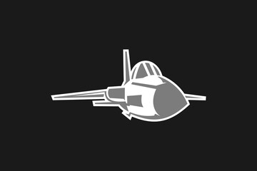 American cold war fighter plane vector illustration. simple aircraft logo, military equipment.