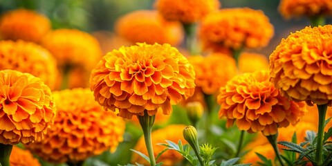 Lush Marigold Bush - Vibrant Orange Flowers in Summer Garden