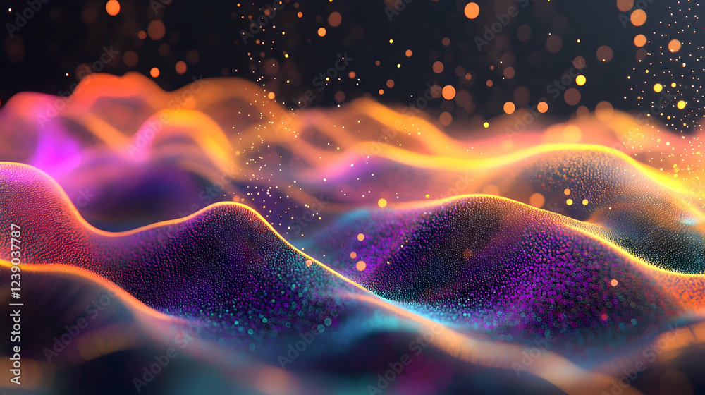 Wall mural a vibrant 3d abstract design with a dark gray backdrop, featuring a dynamic light gradient and color