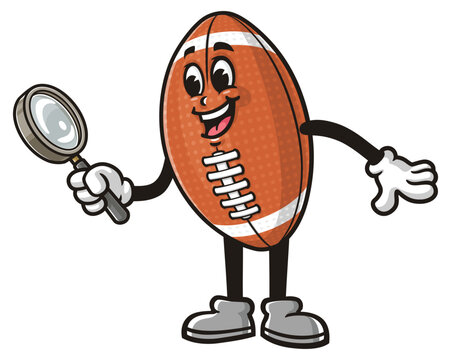 recommend clip art: Cartoon mascot character of American Football with  magnifying glass