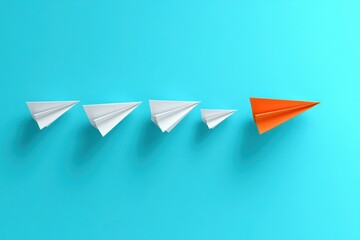 Creative Solutions and Innovative Business Ideas with Paper Airplanes in Flight