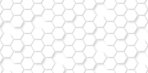 Abstract seamless honeycomb hexagon background. Geometric texture white gray pattern design.
