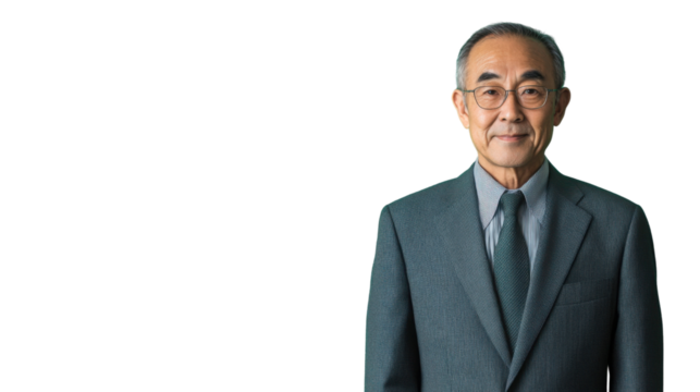 Portrait of smiling senior businessman on transparent background