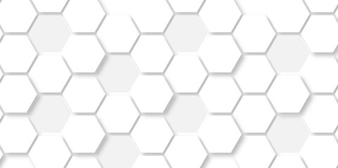Abstract seamless honeycomb hexagon background. Geometric texture white gray pattern design.
