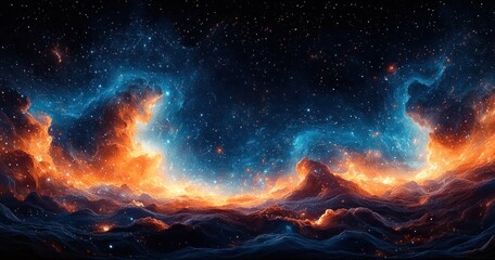 Cosmic Landscape Stars Space Background Nebula HDRI Equirectangular Projection Spherical Panorama