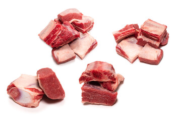 Raw beef ribs isolated on white background.