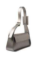 Silver women leather bag isolated on a white background.