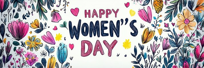 Happy Womens Day Floral Design Artistic Greeting