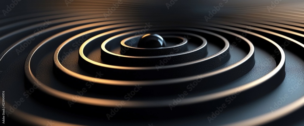 Poster Abstract dark sphere in concentric circles; design background