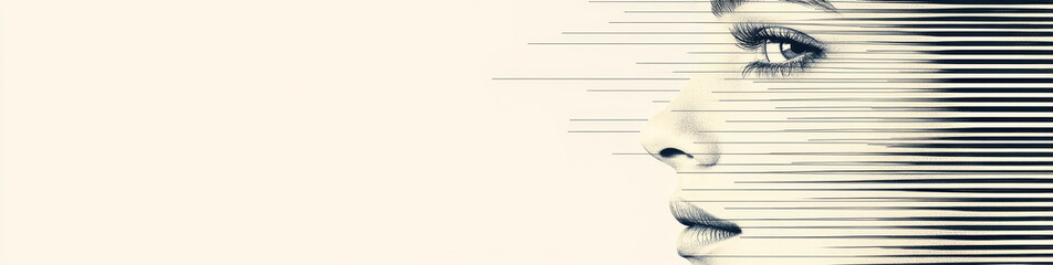 Fototapeta premium Abstract artistic portrait of a woman with a halftone line effect