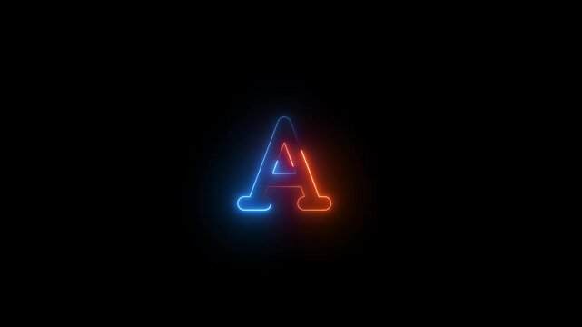 Blue and brown color glow neon font icon animation