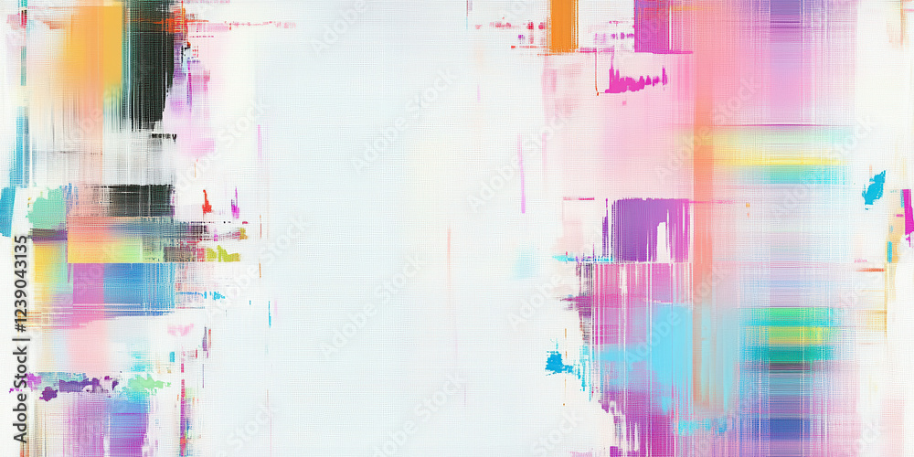 Wall mural abstract colorful glitch art pattern with bright streaks and pixelated texture