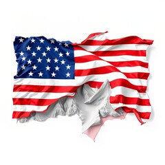 Fototapeta premium Digital Distortion: American Flag Melts into Virtual Realm
