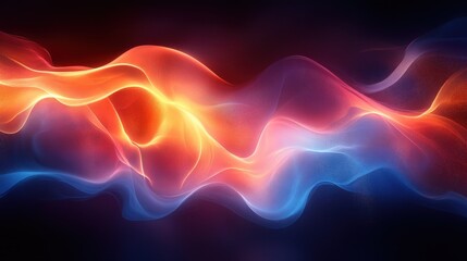 Obraz premium Neon Abstract Geometric Background with Blue and Orange Glow Smooth Curves and Gradients in Digital Art Style