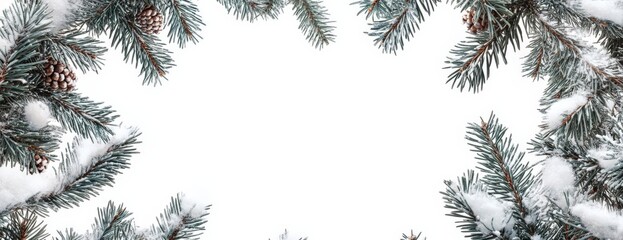 Obraz premium The branches of a beautiful christmas tree are fully covered in snow