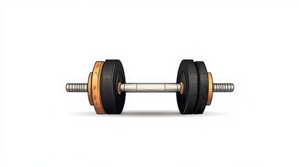 Fototapeta premium Detailed Illustration of a Barbell with Weight Plates Isolated on a Plain White Background