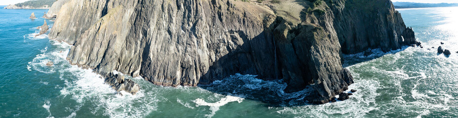 The Pacific Ocean washes against the rugged yet incredibly scenic coastline of northern Oregon....