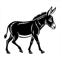 Donkey silhouette isolated on white