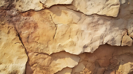Fototapeta premium Textured sandstone in desert tan and clay, rough and sunbaked