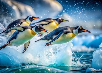 Fototapeta premium Macro Photography: Penguin Plunge - Icy Ocean Dive