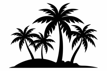 Tropical Palm Tree Silhouette Art, silhouette palm tree vector  illustration for t-shirt design 