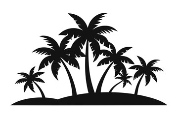 Tropical Palm Tree Silhouette Art, silhouette palm tree vector  illustration for t-shirt design 