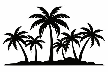 Fototapeta premium Tropical Palm Tree Silhouette Art, silhouette palm tree vector illustration for t-shirt design 