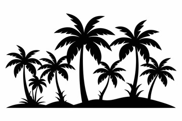 Obraz premium Tropical Palm Tree Silhouette Art, silhouette palm tree vector illustration for t-shirt design 
