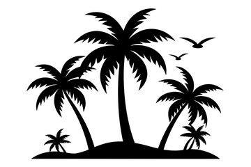 Tropical Palm Tree Silhouette Art, silhouette palm tree vector  illustration for t-shirt design 