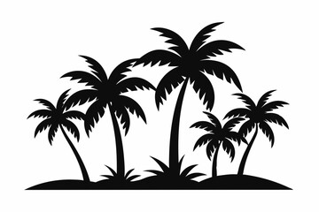 Tropical Palm Tree Silhouette Art, silhouette palm tree vector  illustration for t-shirt design 