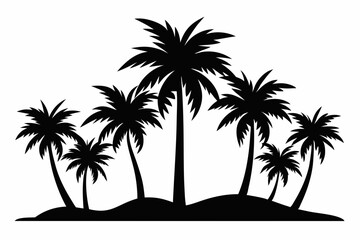 Tropical Palm Tree Silhouette Art, silhouette palm tree vector  illustration for t-shirt design 