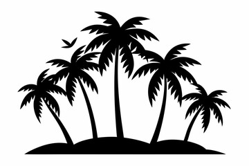 Tropical Palm Tree Silhouette Art, silhouette palm tree vector  illustration for t-shirt design 
